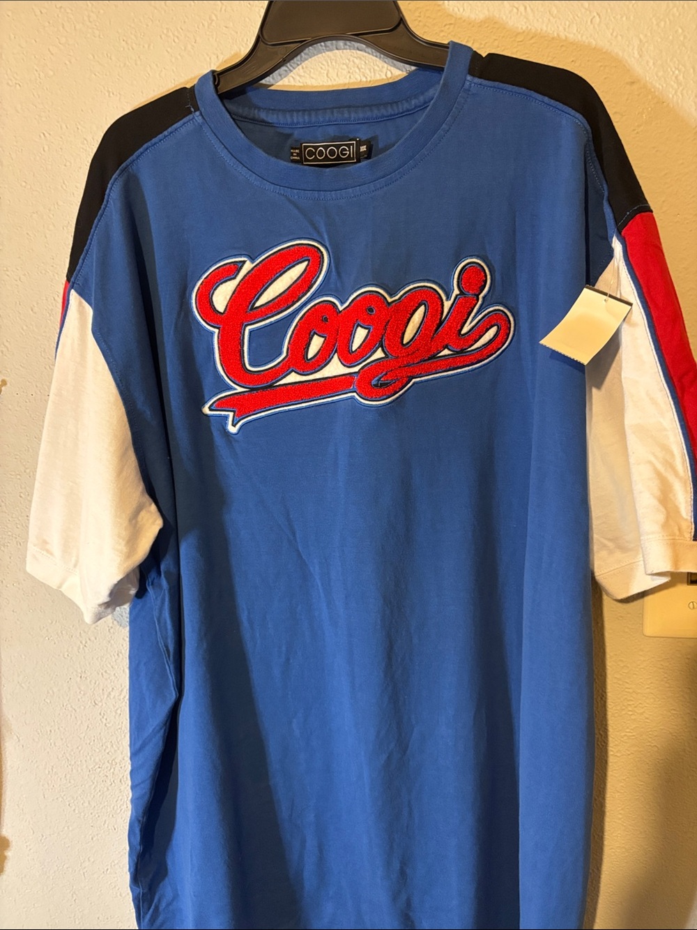 COOGI Blue Short Sleeve Logo Tee with Red and White Accents